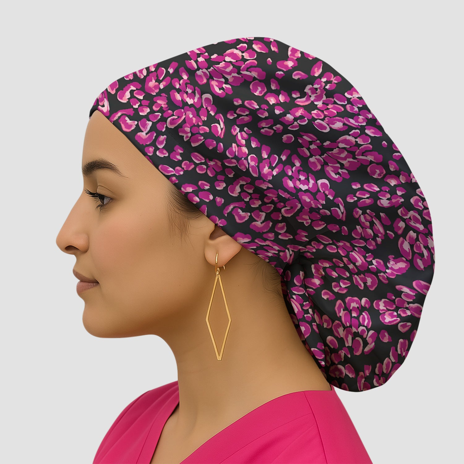 Falling Pink Rose Petals All Over Print Cap, Bouffant Scrub Caps for Women
