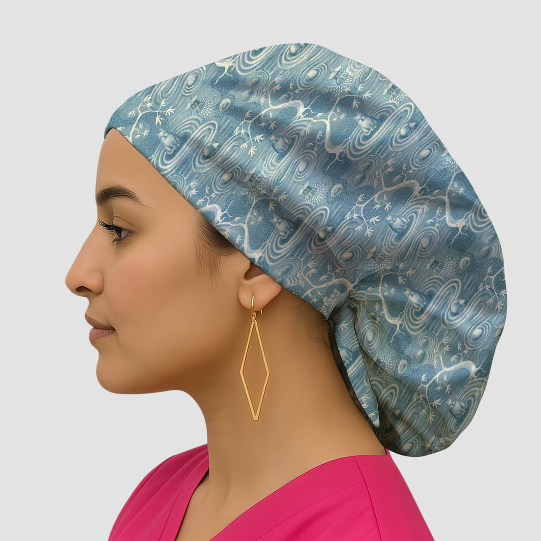 Zen Cat Water Garden Pattern Scrub Cap, Surgical Caps for Doctors