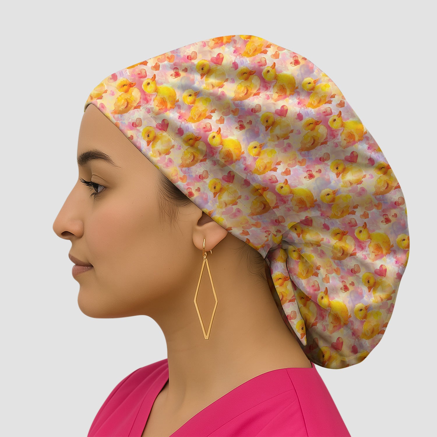 Cute Duck Heart Watercolor Pattern Scrub Cap, Surgical Caps for Doctors