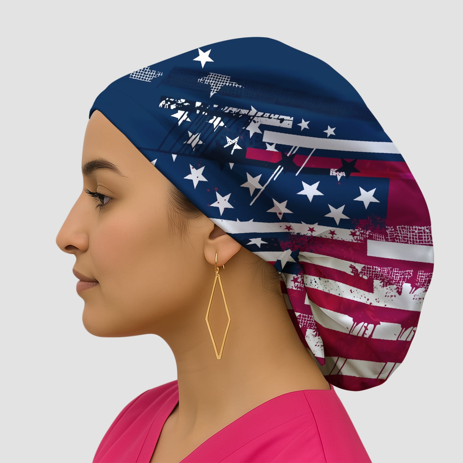 Patriotic USA Flag Stars And Stripes Grunge Pattern Scrub Cap, Surgical Caps for Doctors