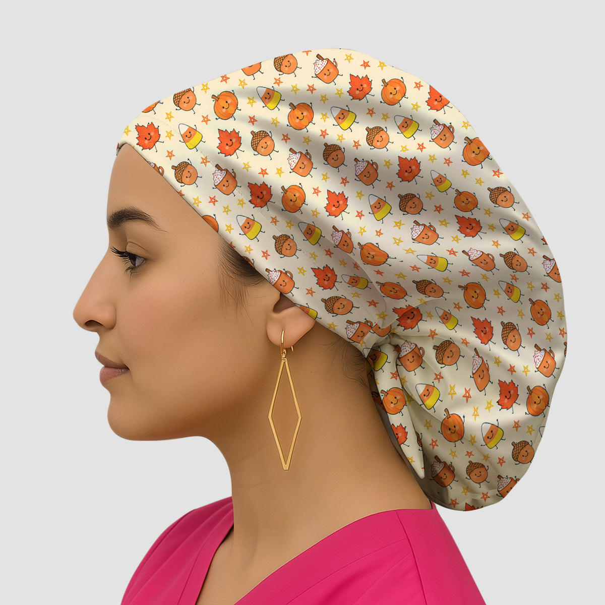 Cute Fall Pumpkin Spice Doodles Scrub Cap, Surgical Caps for Nurses