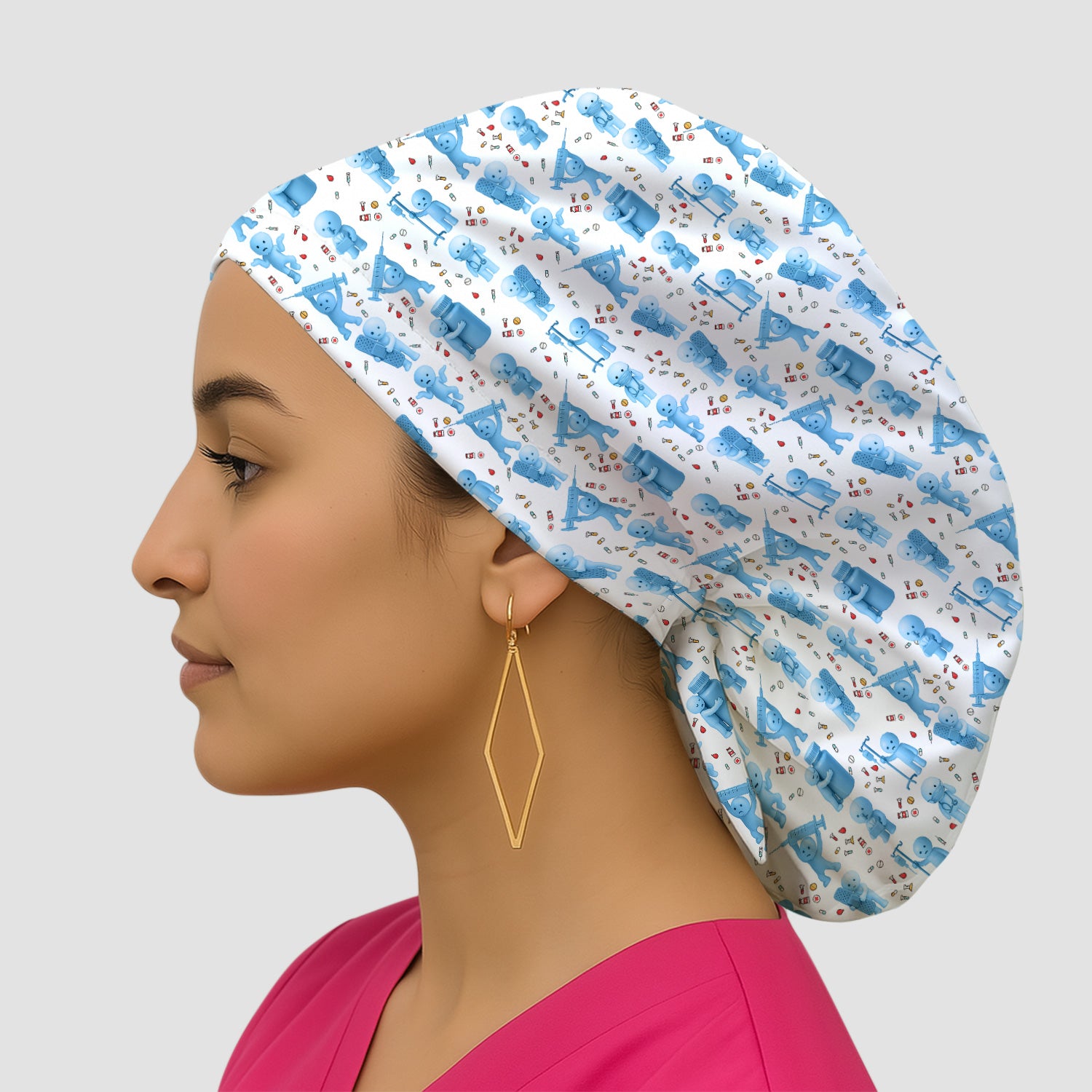 Funny Smiski Nurse Scrub Cap - Cute Cartoon Smiski Medical Hat - Gift for Women RN LPN CNA