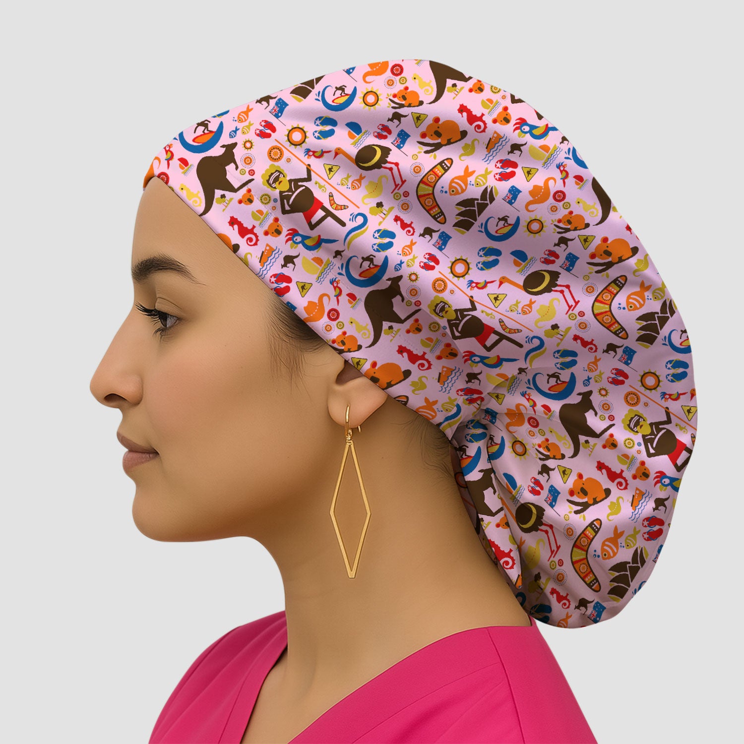 Indigenous Inspired Icon Scrub Cap, Australia Culture Pattern Nurse Hat, Comfortable Scrubs For Nursing