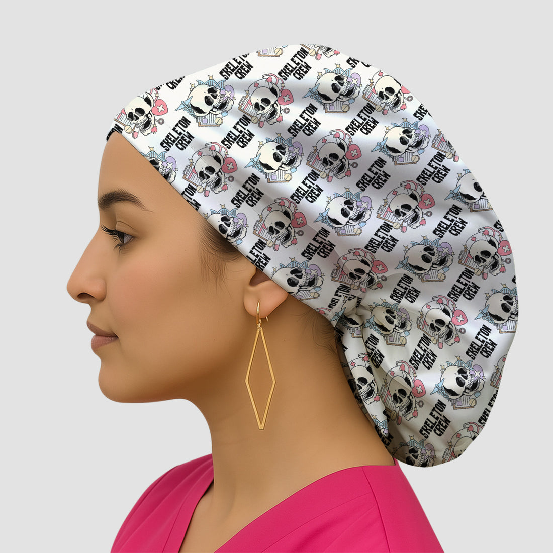 Funny Halloween Skeleton Crew Scrub Cap, Surgical Caps for Doctors
