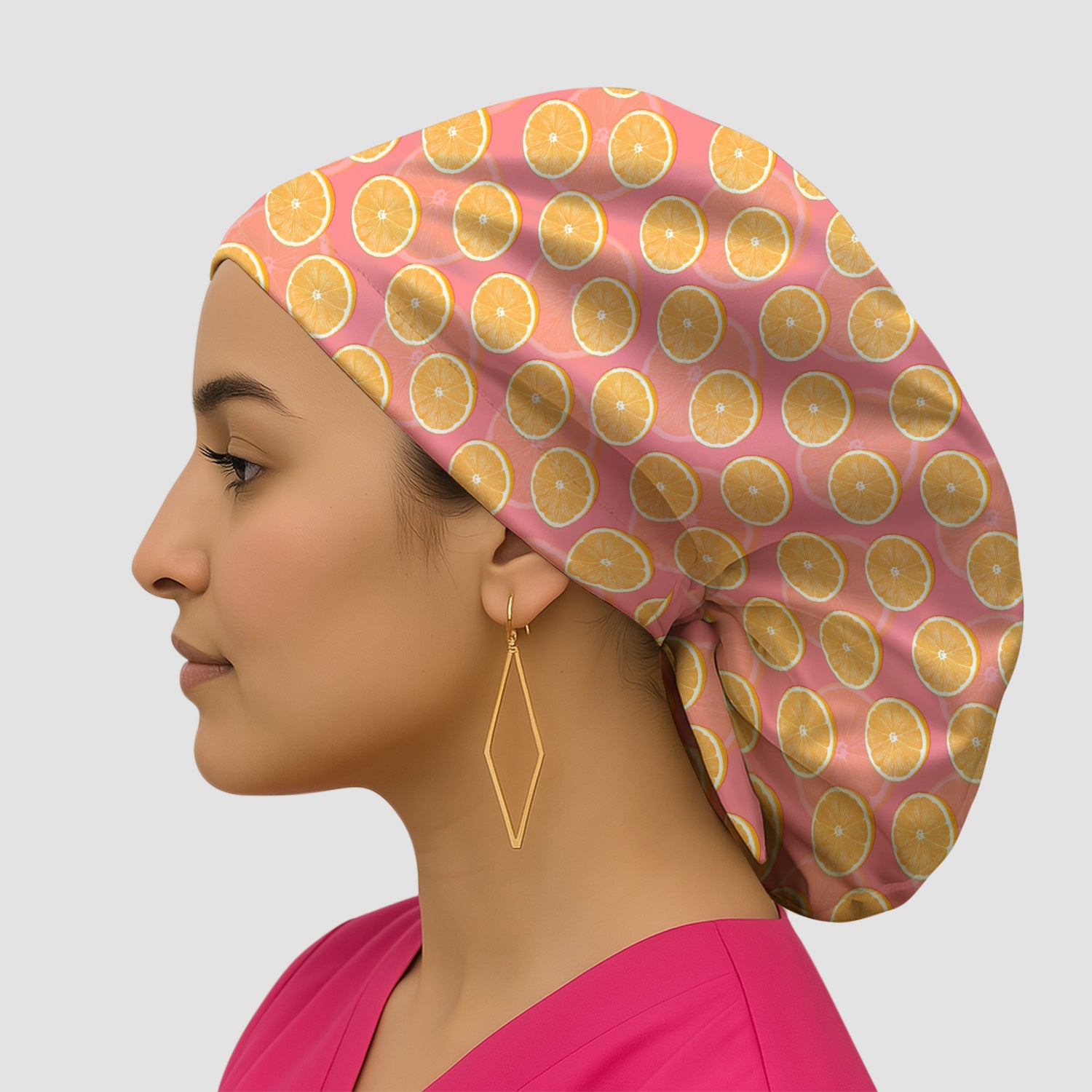 Fresh Orange Slice Pattern Scrub Cap, Breathable Fabrics Caps Uniform