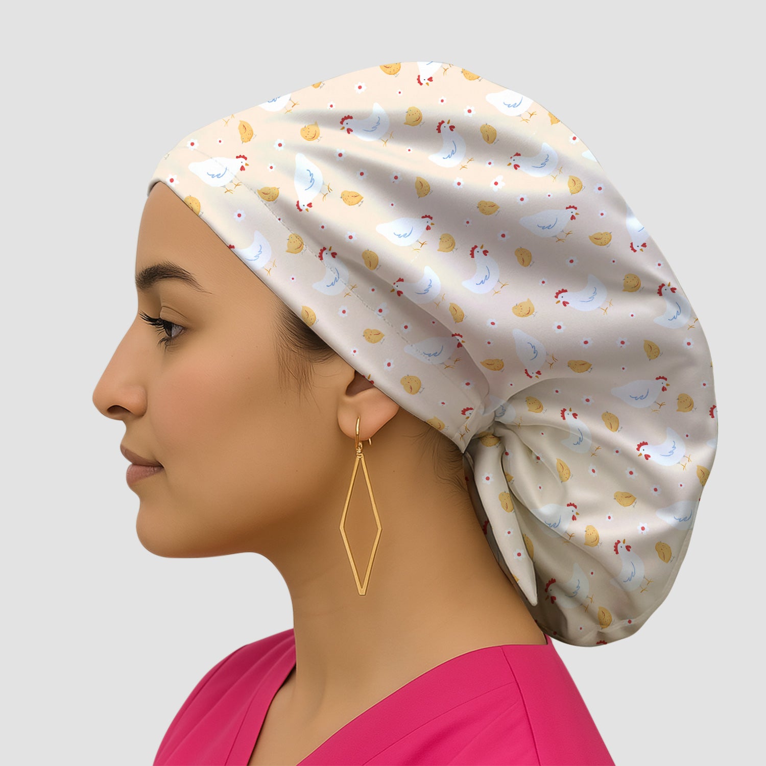 Chicken And Cute Chicks Pattern Caps, Bouffant Scrub Caps for Women