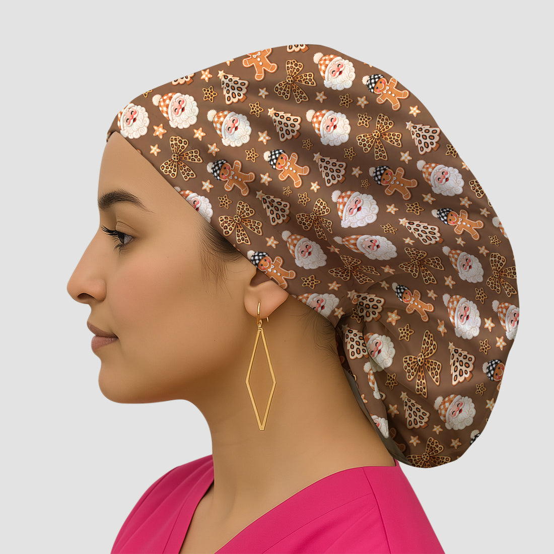 Funny Christmas Cat Baking Biscuits Pattern Scrub Cap, Surgical Caps for Doctors