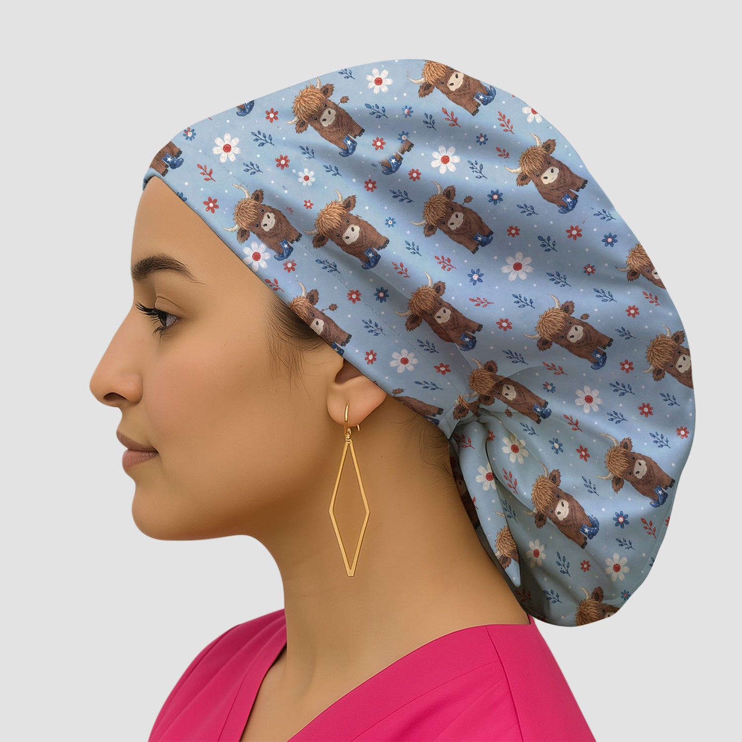 Floral Cowboy Boots Pattern Scrub Cap, Surgical Caps for Doctors