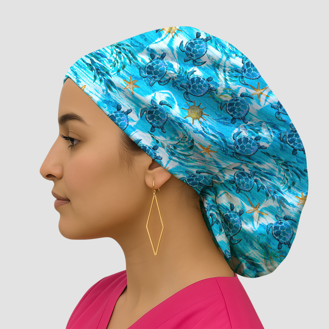 Coastal Marine Life Print Scrub Cap, Surgical Caps for Doctors