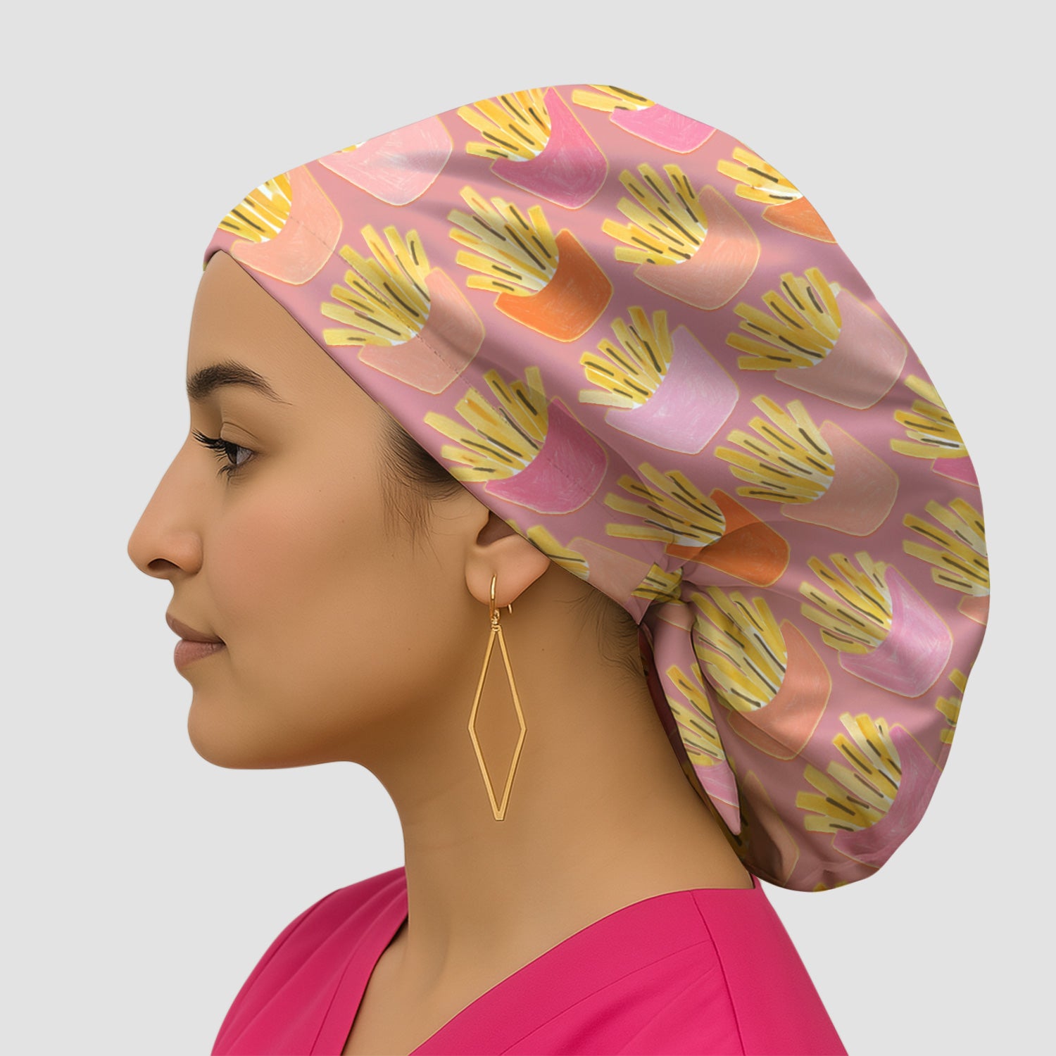 Funny French Fries Snack Food Pattern Scrub Cap, Surgical Caps for Doctors