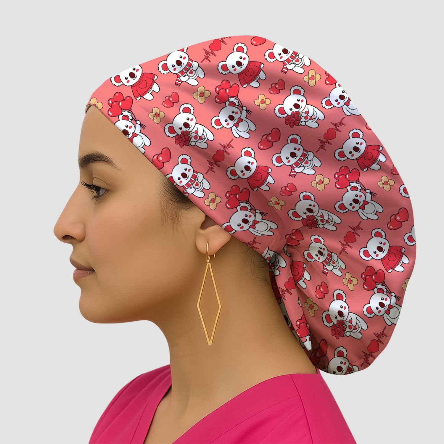 Sweet Koala Valentine Medical Design Scrub Cap, Surgical Caps for Doctors