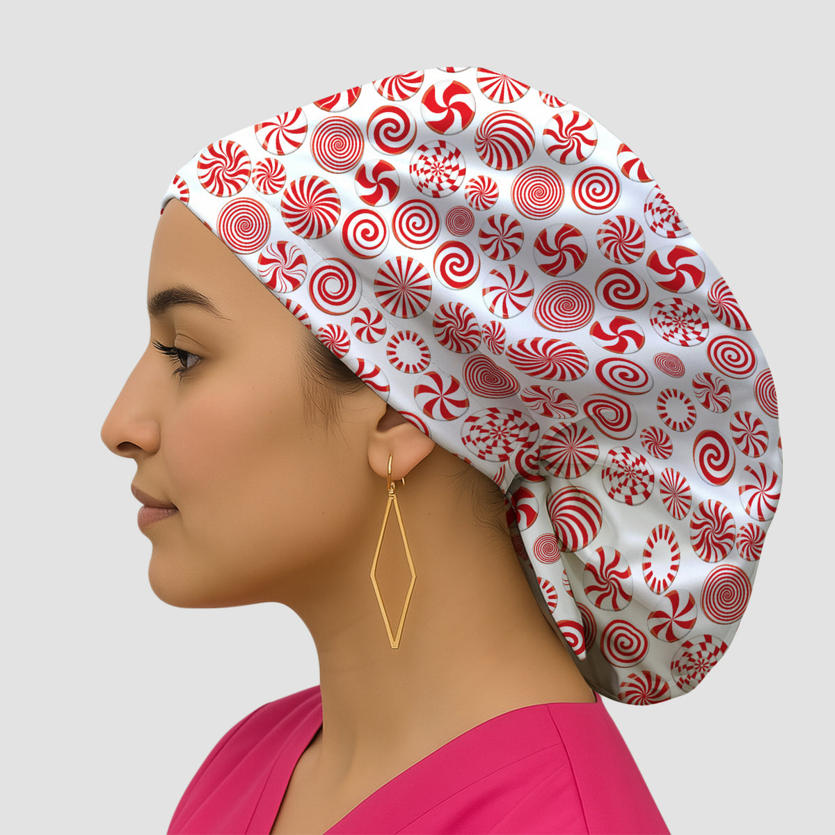 Christmas Peppermint Candy Pattern Scrub Cap, Surgical Caps for Doctors