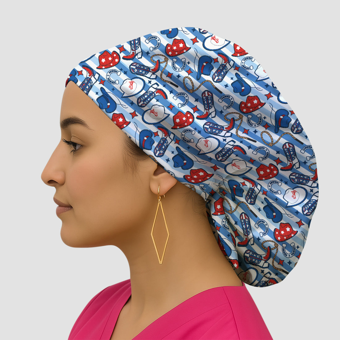 Western Cowboy Boots And Hats Print Scrub Cap, Surgical Caps for Doctors