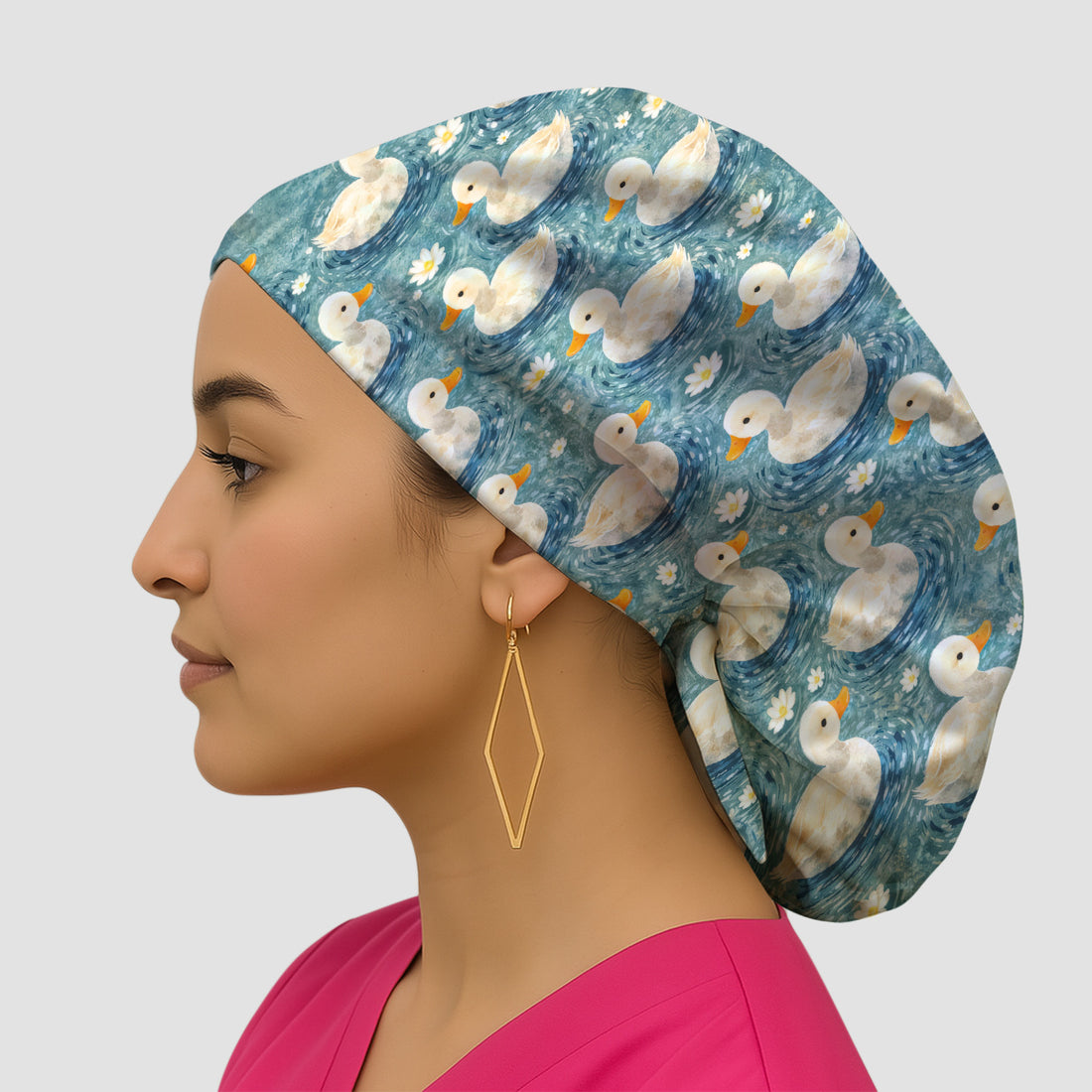Charming Duck Pond Pattern Scrub Cap, Surgical Caps for Doctors