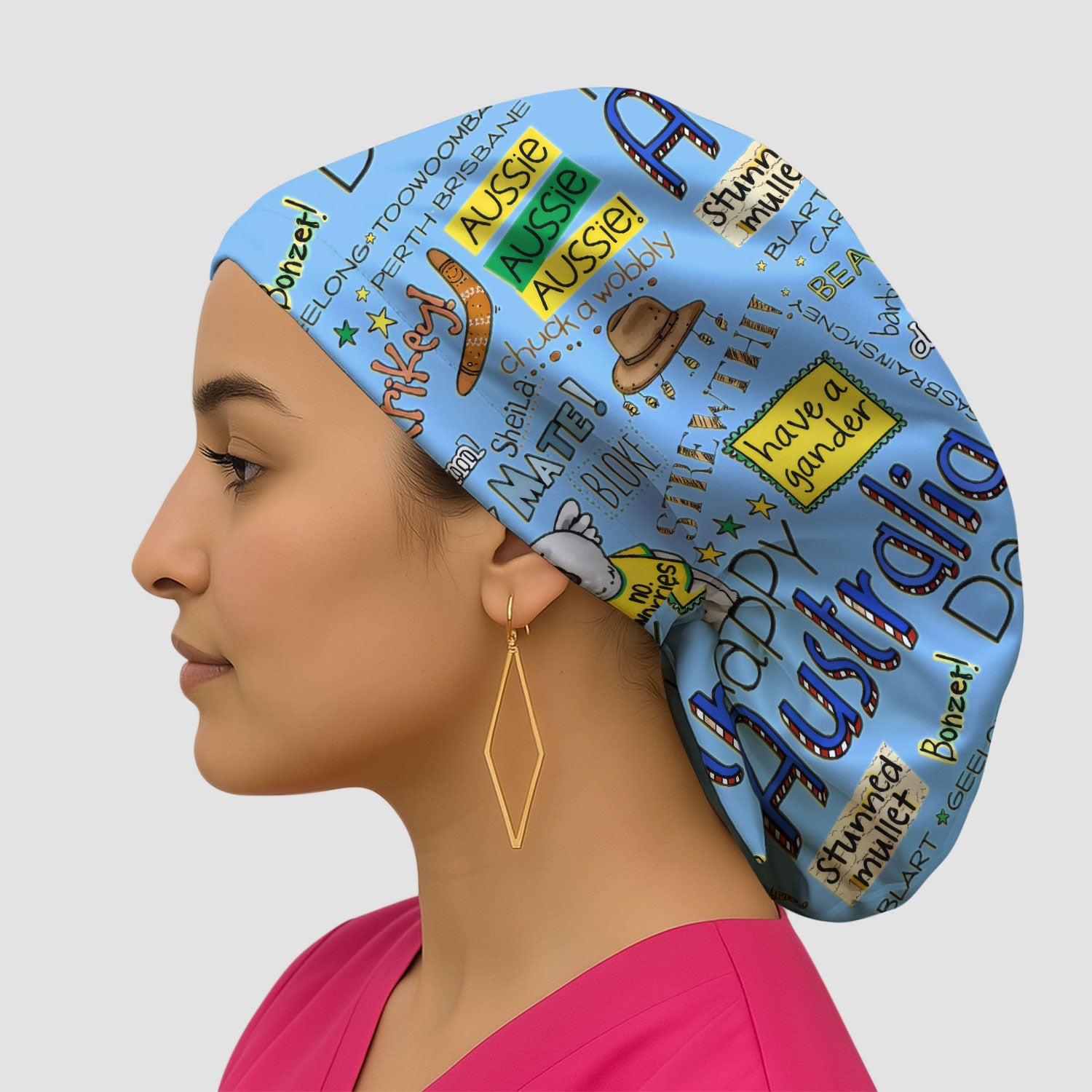 Cute Cartoon Koala Australia Pattern Medical Cap, Breathable Fabrics Caps Uniform