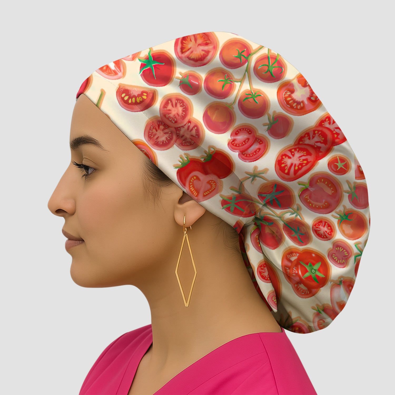Fresh Tomato Slices Cherry Tomato Pattern Caps, Bouffant Scrub Caps for Women
