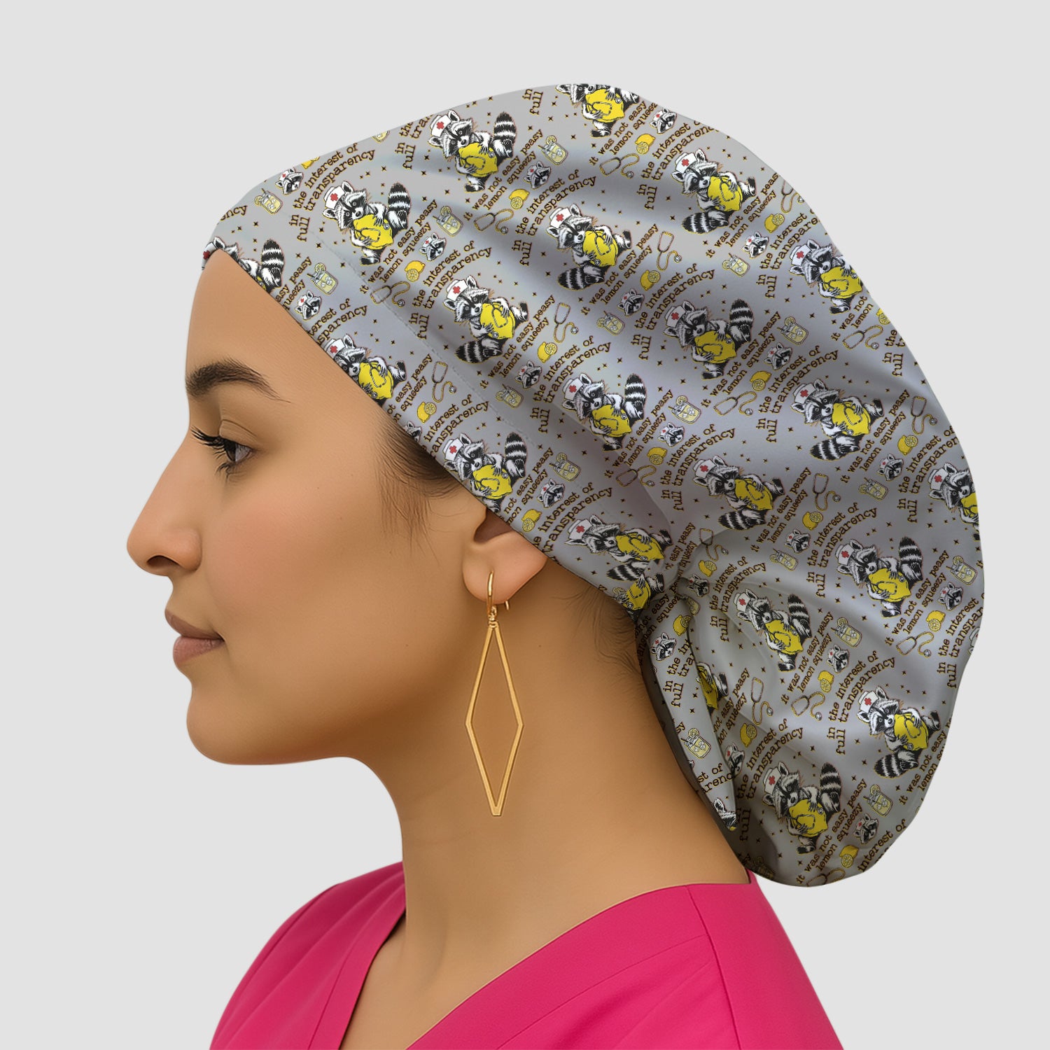 Raccoon Lemon Quote Medical Humor Pattern Scrub Cap, Surgical Caps for Doctors