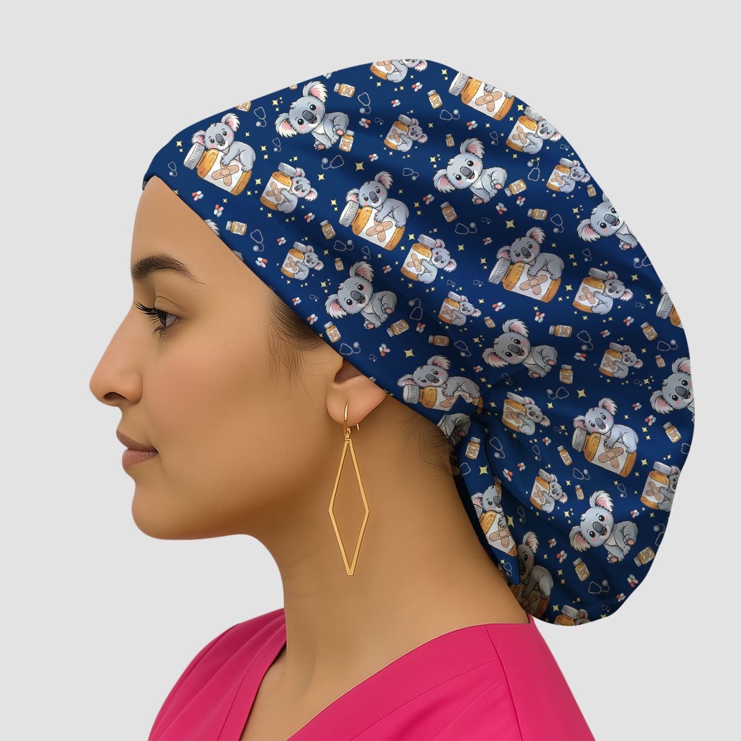 Cute Koala Nurse Bandage Medicine Print Cap, Breathable Fabrics Caps Uniform