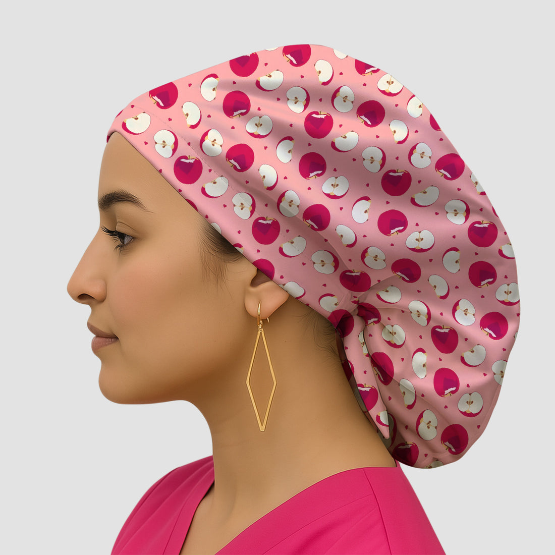 Cute Red Apple Fruit Pattern Caps, Breathable Fabrics Caps Uniform