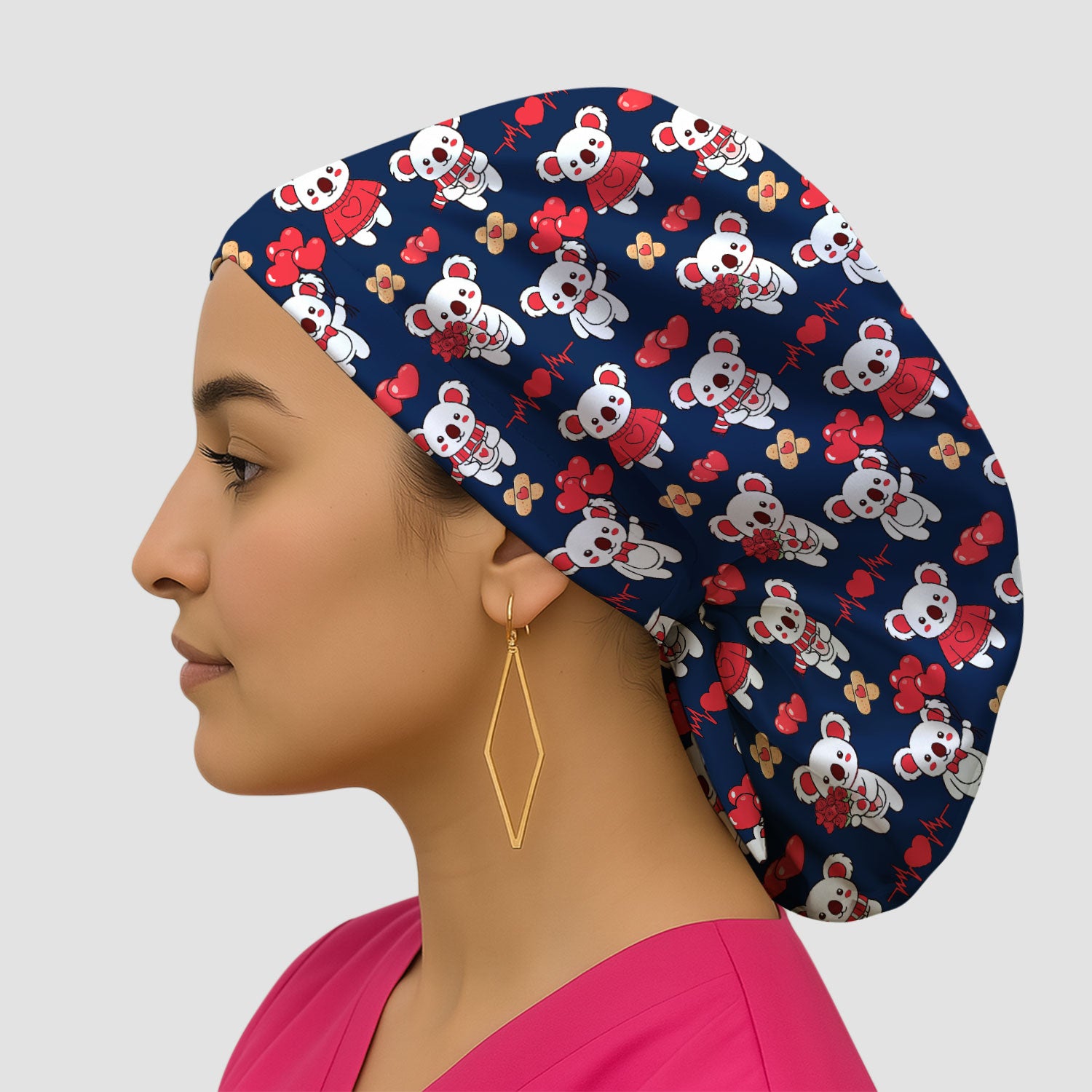 Sweet Koala Valentine Medical Design Scrub Cap, Surgical Caps for Doctors