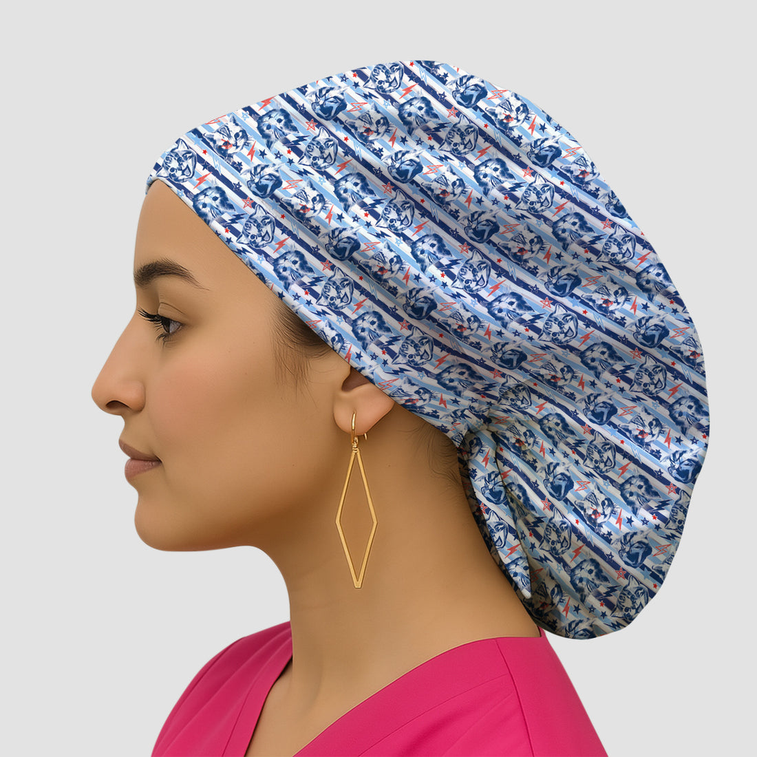 Cute Cat Faces With Lightning Print Scrub Cap, Surgical Caps for Doctors