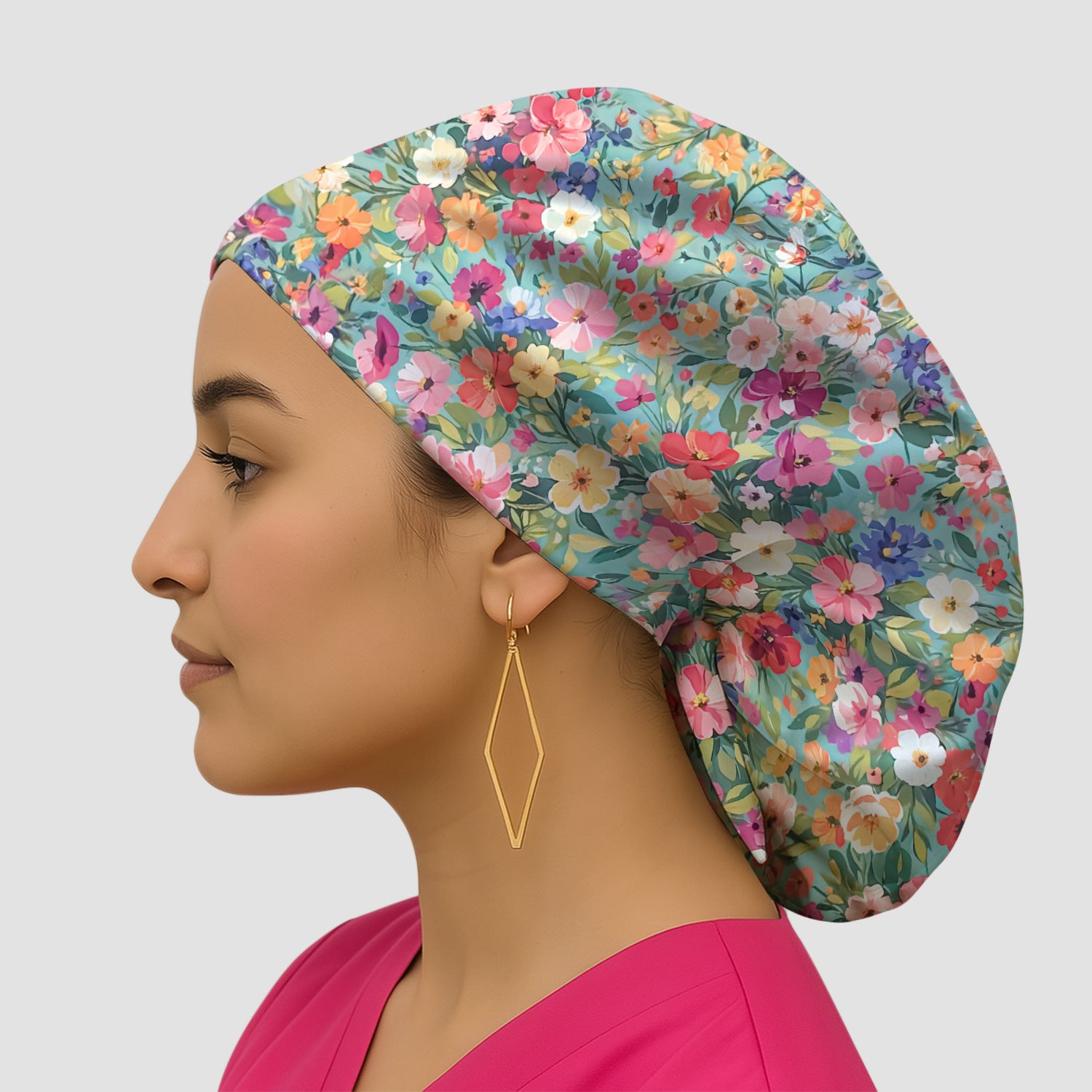 Colorful Wildflower Garden Bloom Scrub Cap, Surgical Caps for Doctors