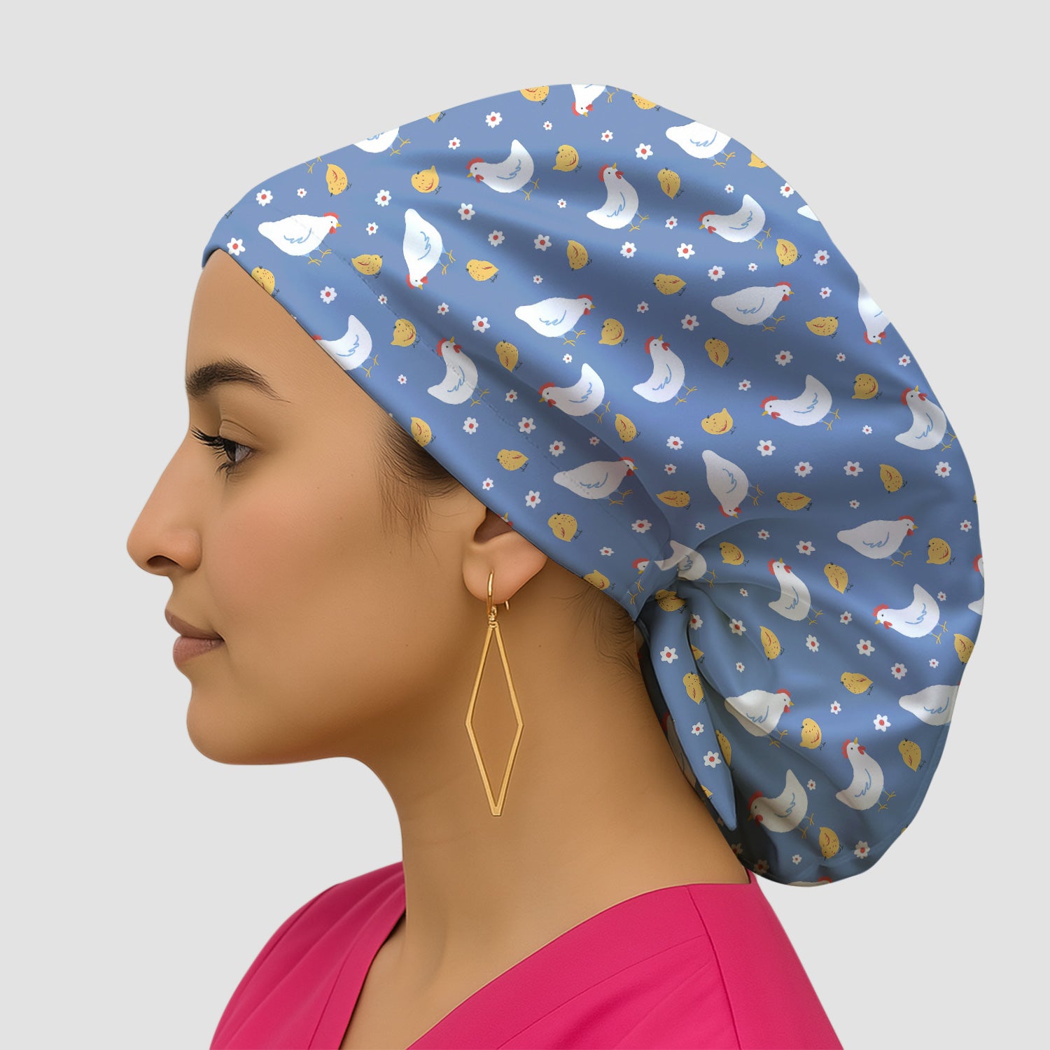 Chicken And Cute Chicks Pattern Caps, Bouffant Scrub Caps for Women
