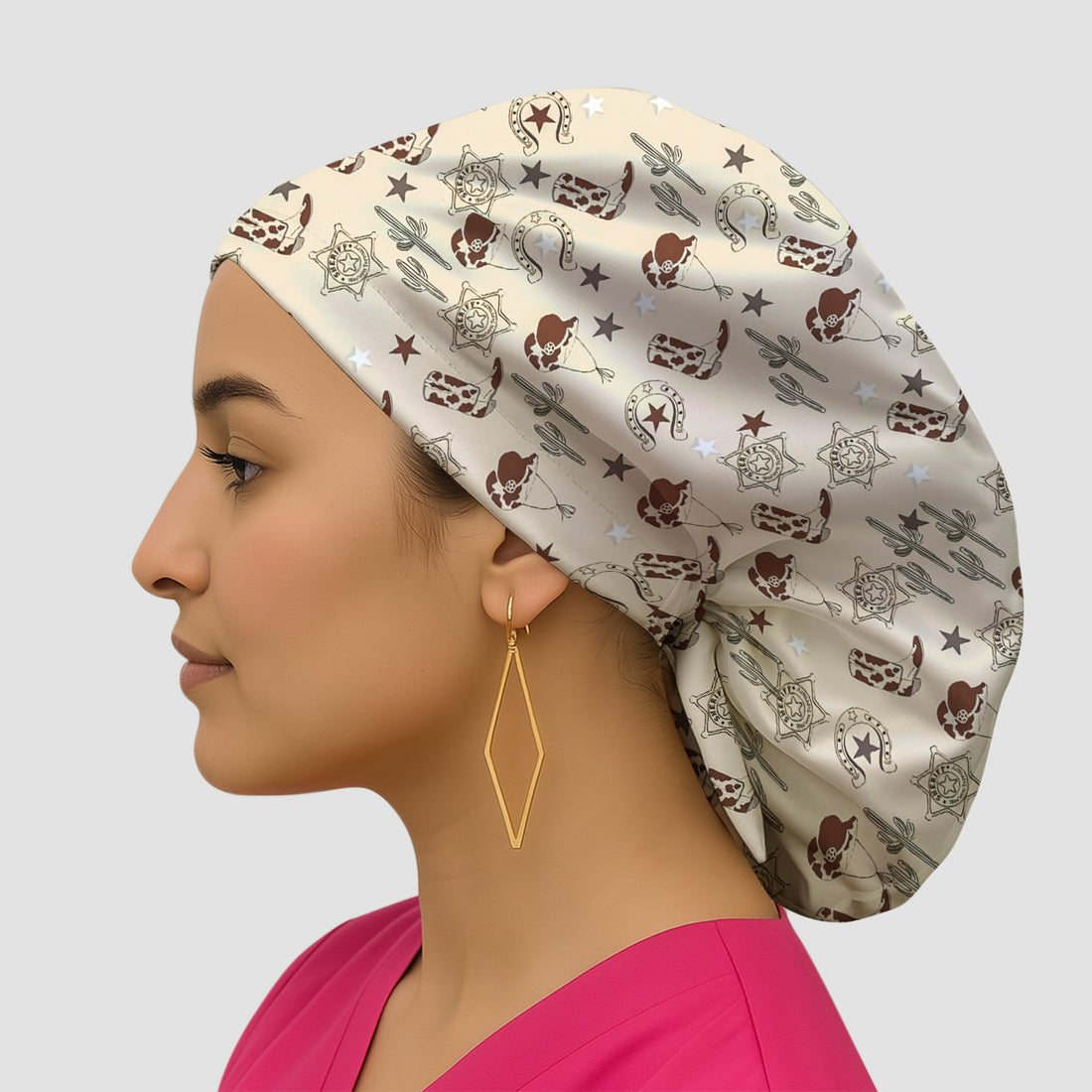 Funny Cowboy Hats & Boots Pattern Nurse Scrub Cap, Surgical Caps for Doctors
