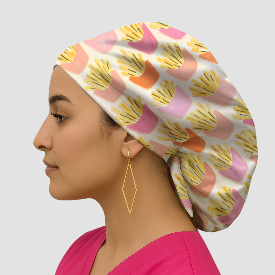 Funny French Fries Snack Food Pattern Scrub Cap, Surgical Caps for Doctors