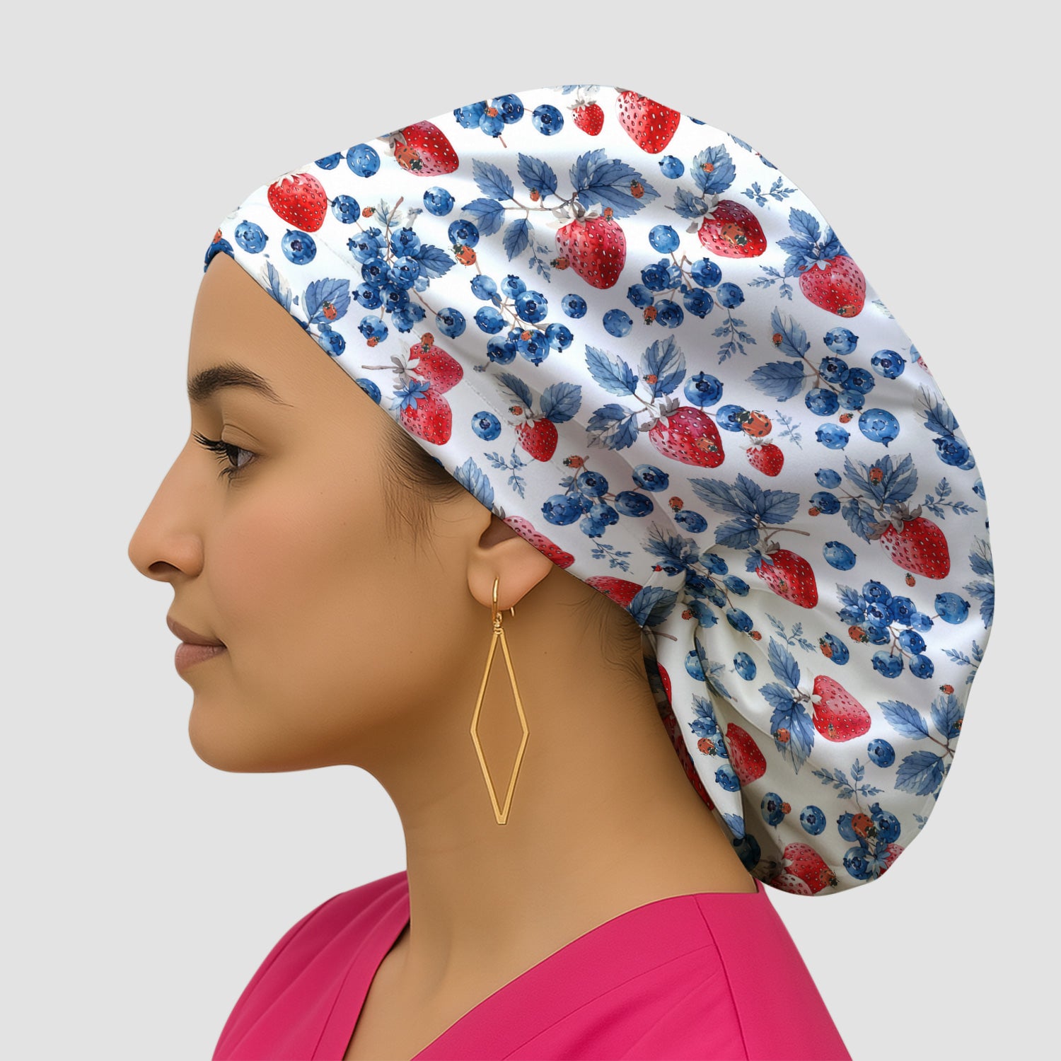 Cute Strawberry Blueberry Ladybug Pattern Scrub Cap, Surgical Caps for Doctors