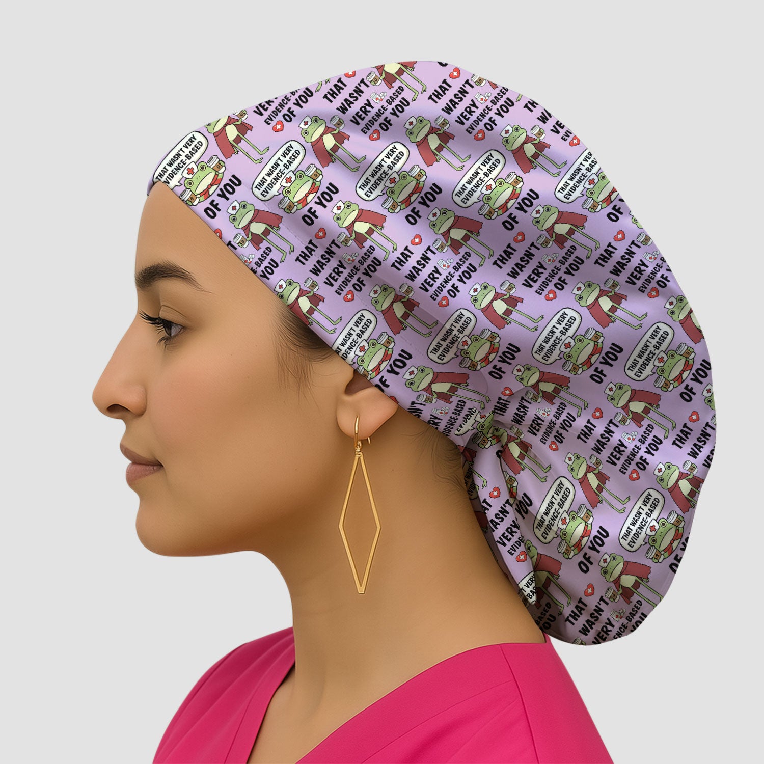 Funny Frog Nurse Quote Medical Pattern Scrub Cap, Surgical Caps for Doctors