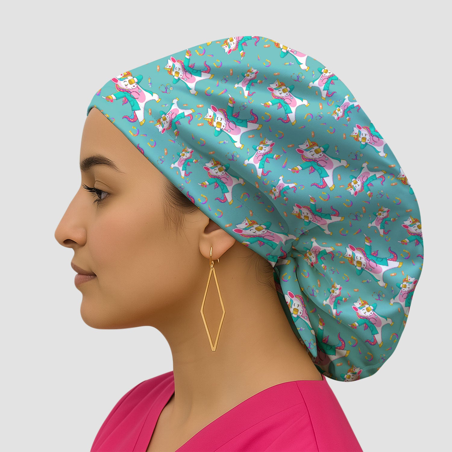 Cute Unicorn Nurse Dance Pattern Cap,Breathable Fabrics Caps Uniform
