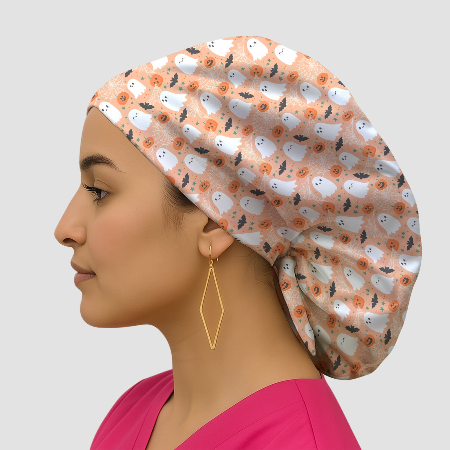 Cute Halloween Ghost And Pumpkin Scrub Cap, Surgical Caps for Doctors