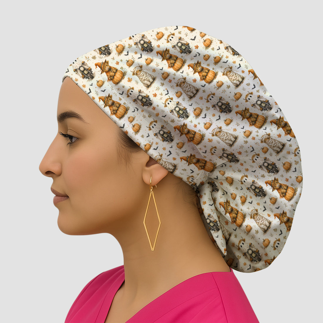 Halloween Highland Cow Costumes Scrub Cap, Surgical Caps for Doctors