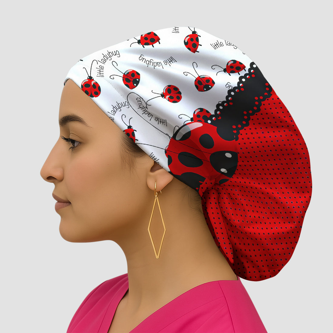 Cute Little Ladybug Polka Dot Pattern Scrub Cap, Surgical Caps for Doctors