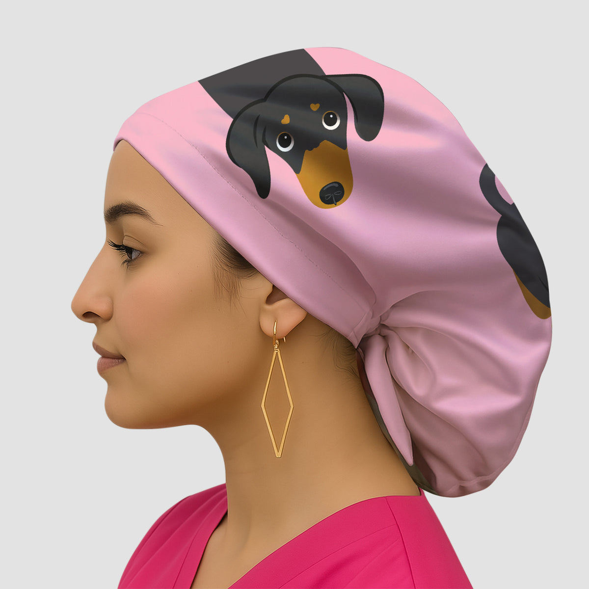 Cute Peekaboo Dachshund Dog Scrub Cap, Surgical Caps for Doctors