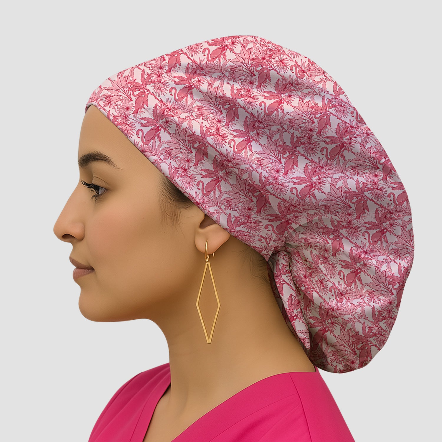 Tropical Flamingo Palm Leaves Pattern Scrub Cap, Surgical Caps for Doctors