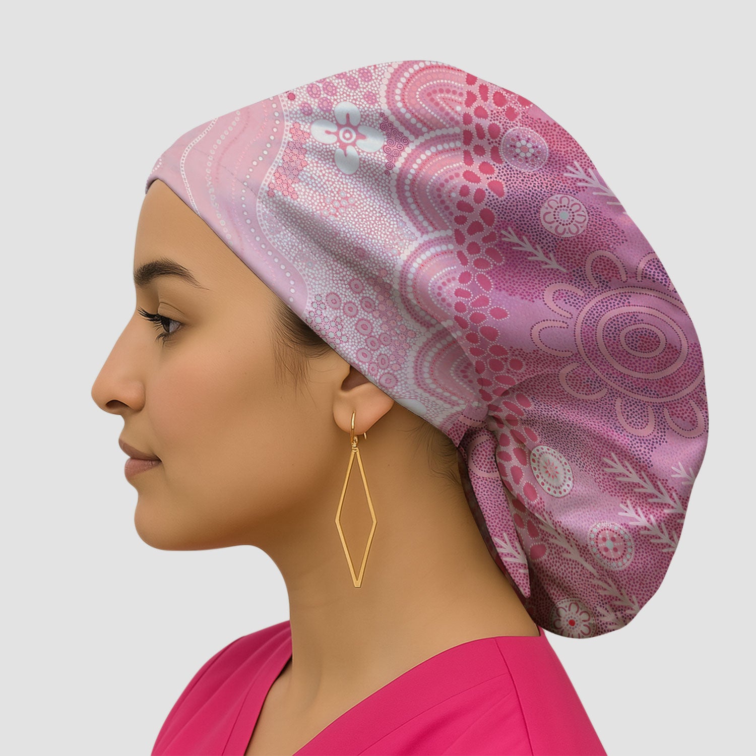 Floral Mandala Dot Pattern Cap, Surgical Caps for Doctors
