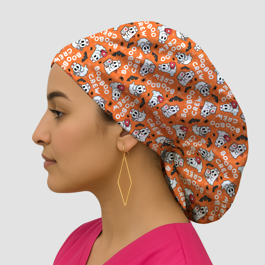 Cute Halloween Boo Boo Crew Ghost Scrub Cap, Surgical Caps for Doctors