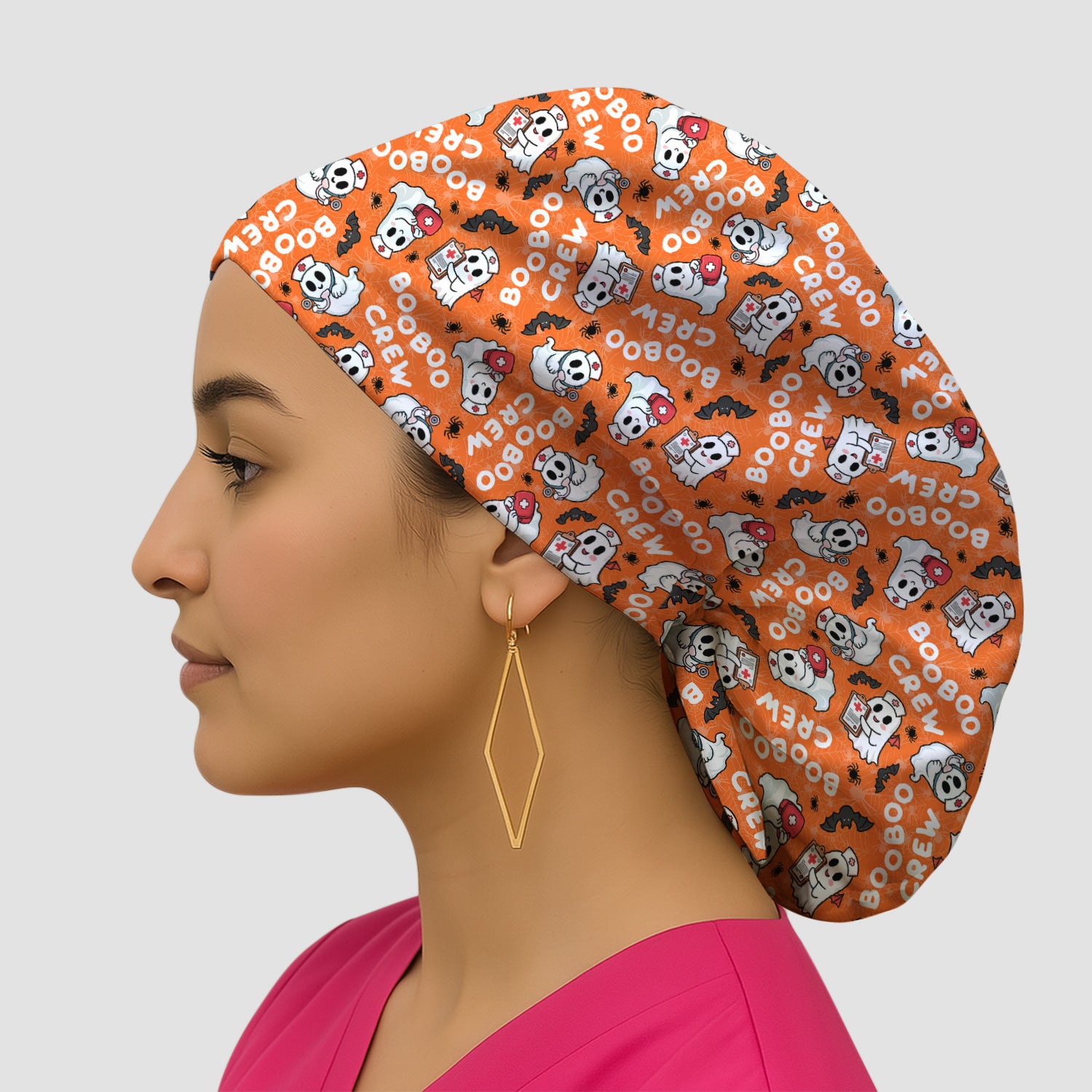 Cute Halloween Boo Boo Crew Ghost Scrub Cap, Surgical Caps for Doctors