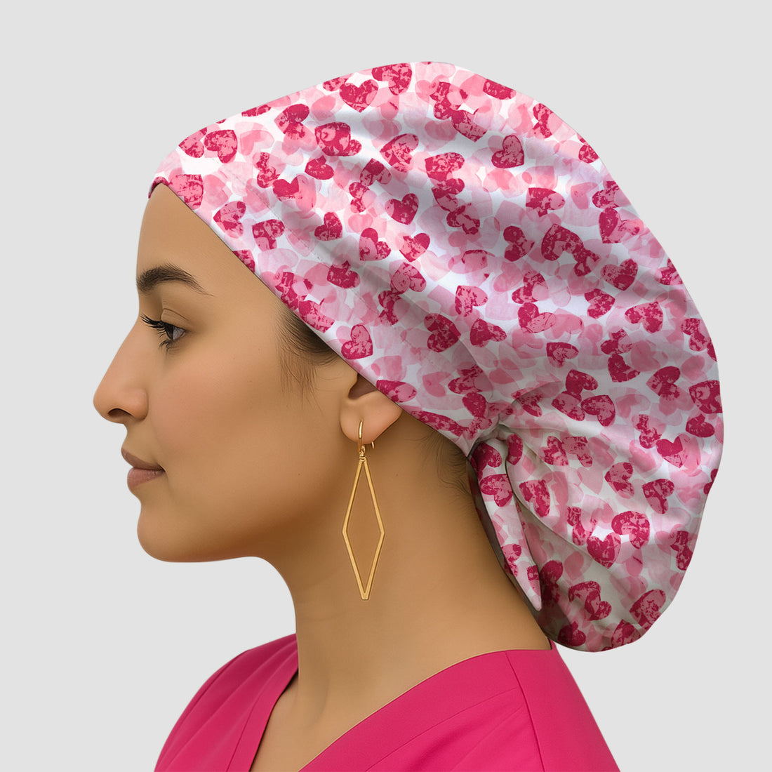 Valentine Heart Print Medical Scrub Cap, Bouffant Scrub Caps for Women