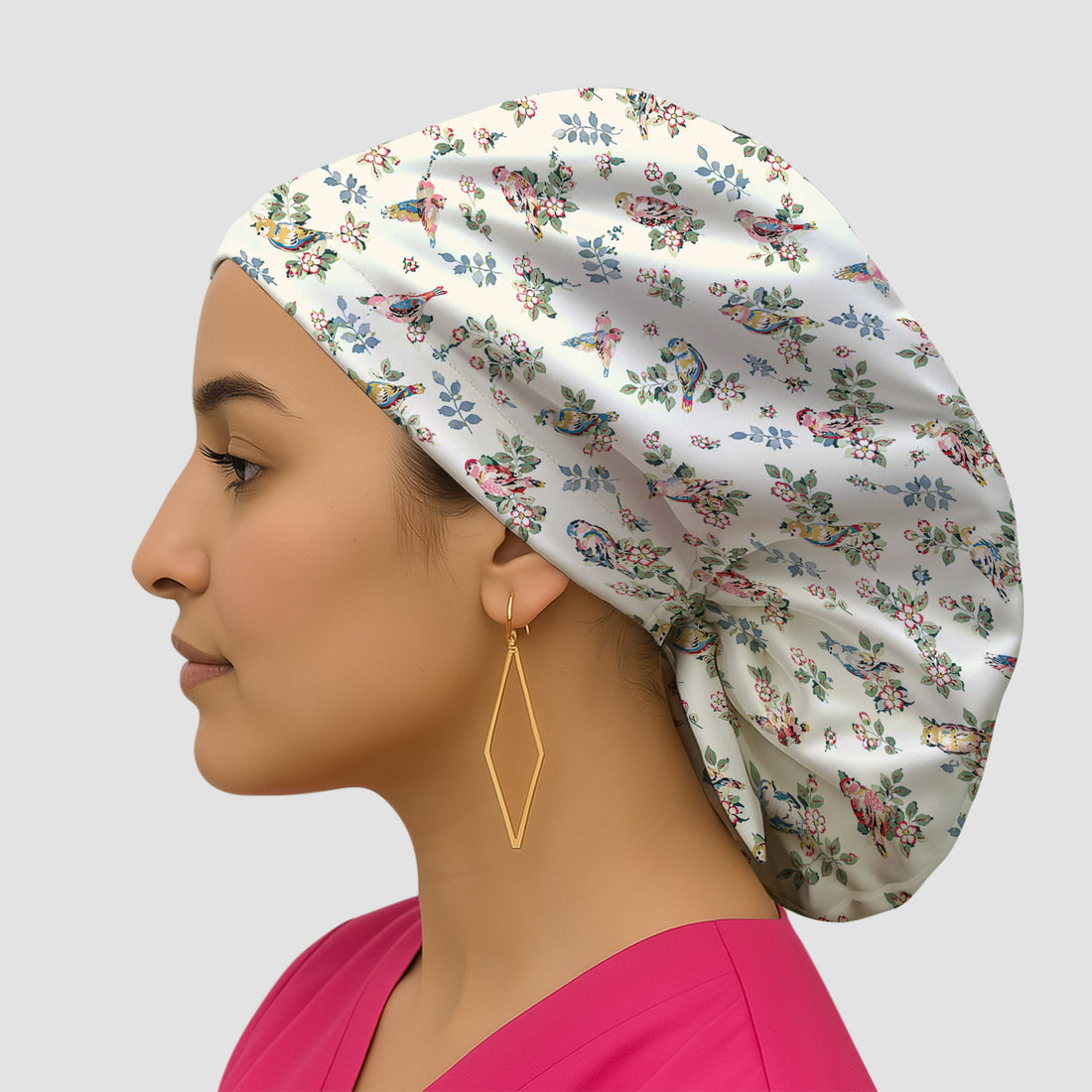 Cute Vintage Birds Blossom Pattern Scrub Cap, Surgical Caps for Doctors