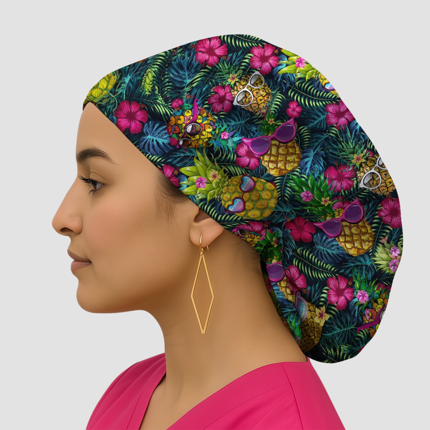 Cute Tropical Pineapple Sunglasses Pattern Scrub Cap, Surgical Caps for Doctors