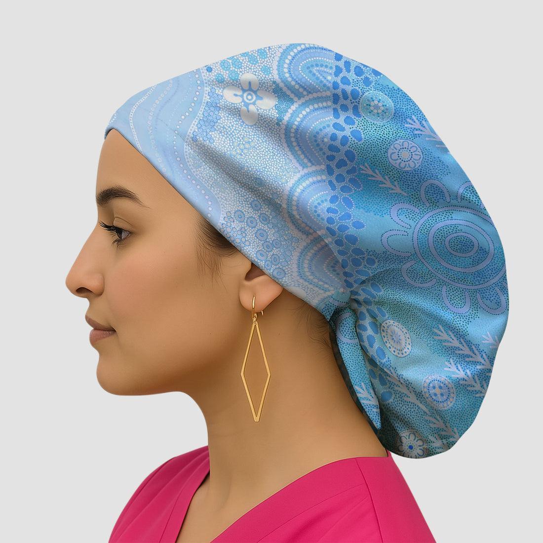 Floral Mandala Dot Pattern Cap, Surgical Caps for Doctors