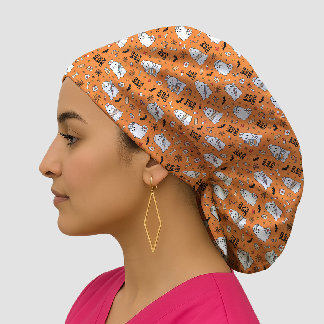 Cute Halloween Boo Boo Crew Ghost Scrub Cap, Surgical Caps for Doctors