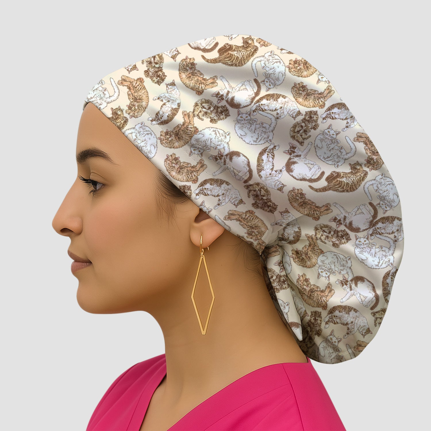 Cute Lazy Cat Nap Pattern Scrub Cap, Surgical Caps for Doctors