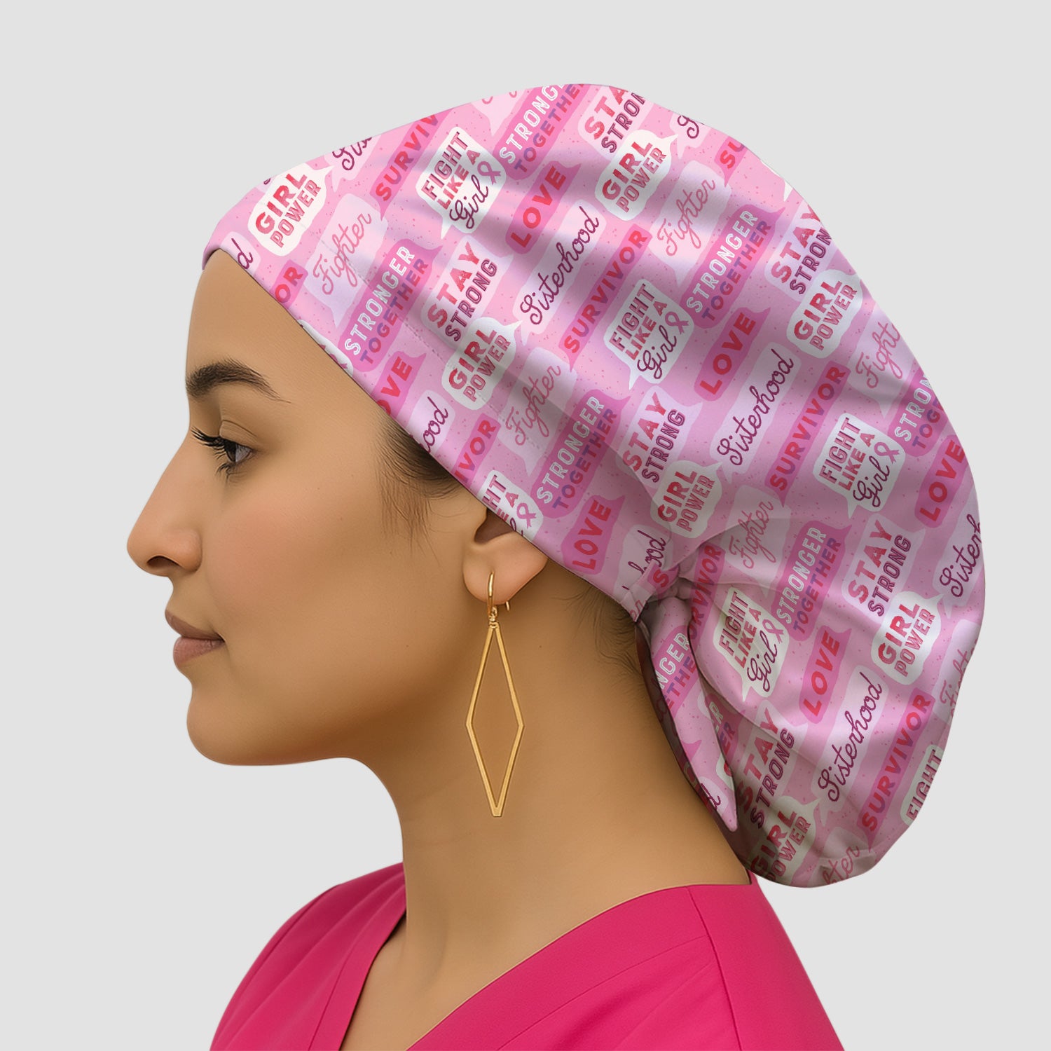 Pink Ribbon Quotes Scrub Cap, Surgical Caps for Doctors
