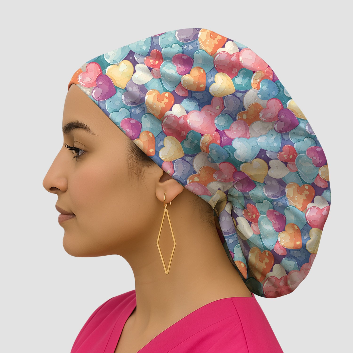 Sweet Valentine Heart Pediatric Pattern Scrub Cap, Surgical Caps for Doctors