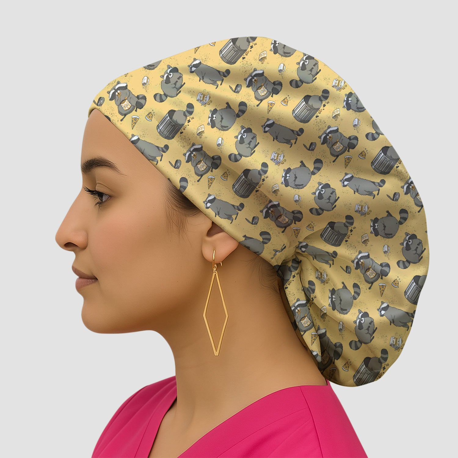 Raccoon Snack And Trash Can Pattern Scrub Cap, Surgical Caps for Doctors