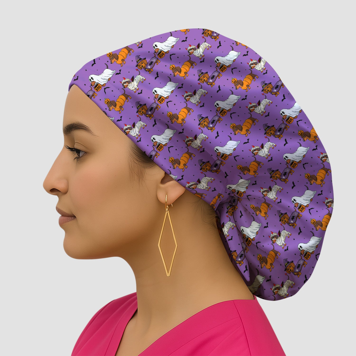 Halloween Dachshund for Veterinary Staff Scrub Cap, Surgical Caps for Doctors